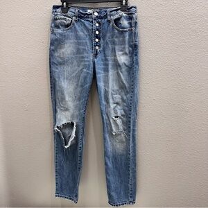 Avec Les Filles Jeans Size 27 Womens Blue Stylish Denim Distressed